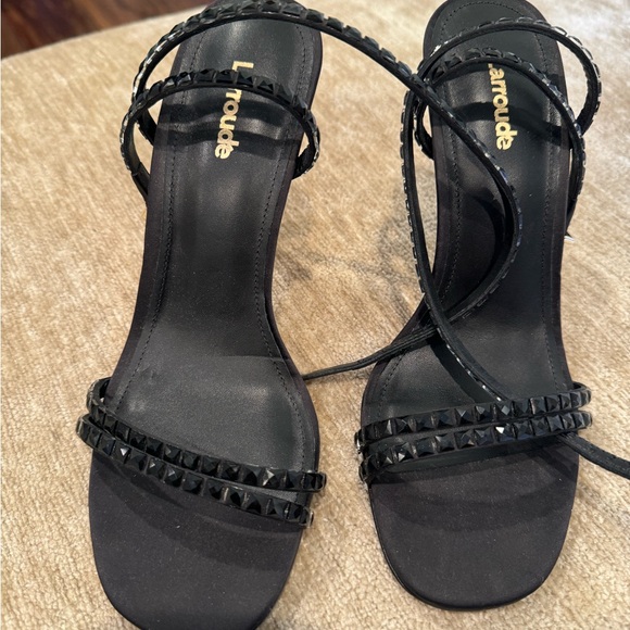 Larroude Shoes - Larroude Black Studded Strappy Heels